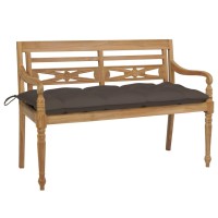 Vidaxl Batavia Bench With Taupe Cushion 47.2 Solid Teak Wood