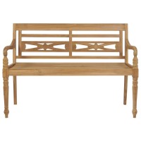 Vidaxl Batavia Bench With Taupe Cushion 47.2 Solid Teak Wood