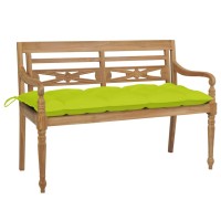 Vidaxl Batavia Bench With Bright Green Cushion 47.2 Solid Teak Wood