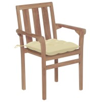 vidaXL Patio Chairs 2 pcs with Cream White Cushions Solid Teak Wood