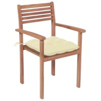 Vidaxl Patio Chairs 2 Pcs With Cream White Cushions Solid Teak Wood