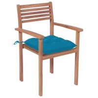 Vidaxl Patio Chairs 4 Pcs With Light Blue Cushions Solid Teak Wood