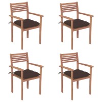 Vidaxl Patio Chairs 4 Pcs With Taupe Cushions Solid Teak Wood