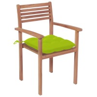 Vidaxl Patio Chairs 4 Pcs With Bright Green Cushions Solid Teak Wood