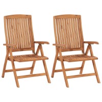 vidaXL Patio Chairs 2 pcs with Cream Cushions Solid Teak Wood