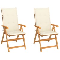 Vidaxl Patio Chairs 2 Pcs With Cream Cushions Solid Teak Wood