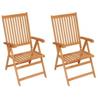 Vidaxl Patio Chairs 2 Pcs With Gray Cushions Solid Teak Wood