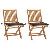 vidaXL Patio Chairs 2 pcs with Taupe Cushions Solid Teak Wood