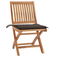 vidaXL Patio Chairs 2 pcs with Taupe Cushions Solid Teak Wood