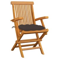 vidaXL Patio Chairs with Taupe Cushions 3 pcs Solid Teak Wood