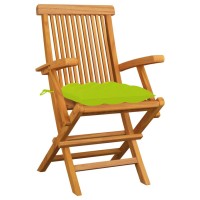 vidaXL Patio Chairs with Bright Green Cushions 3 pcs Solid Teak Wood