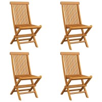Vidaxl Patio Chairs With Beige Cushions 4 Pcs Solid Teak Wood
