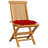 Vidaxl Patio Chairs With Red Cushions 4 Pcs Solid Teak Wood