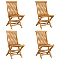 Vidaxl Patio Chairs With Red Cushions 4 Pcs Solid Teak Wood