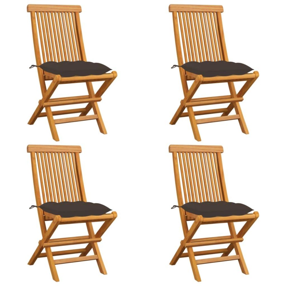 Vidaxl Patio Chairs With Taupe Cushions 4 Pcs Solid Teak Wood