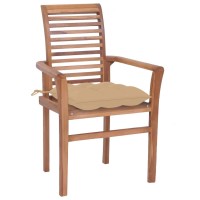 Vidaxl Dining Chairs 2 Pcs With Beige Cushions Solid Teak Wood