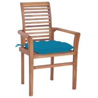 Vidaxl Dining Chairs 2 Pcs With Light Blue Cushions Solid Teak Wood