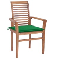 Vidaxl Dining Chairs 4 Pcs With Green Cushions Solid Teak Wood