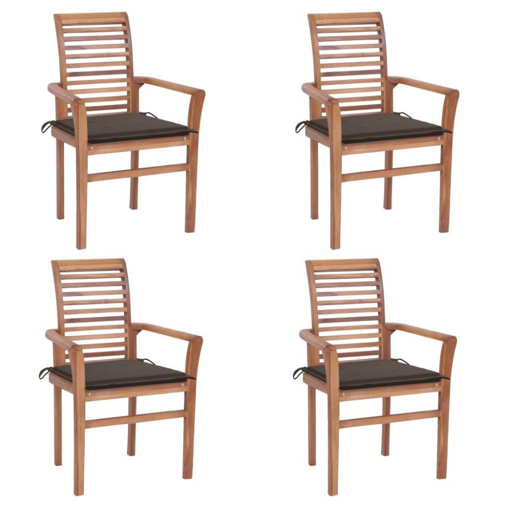 Vidaxl Dining Chairs 4 Pcs With Taupe Cushions Solid Teak Wood