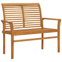 Vidaxl Patio Bench With Gray Cushion 44.1 Solid Teak Wood
