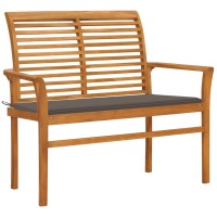 Vidaxl Patio Bench With Taupe Cushion 44.1 Solid Teak Wood