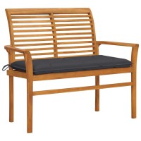 Vidaxl Patio Bench With Anthracite Cushion 44.1 Solid Teak Wood