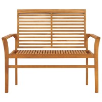 Vidaxl Patio Bench With Light Blue Cushion 44.1 Solid Teak Wood