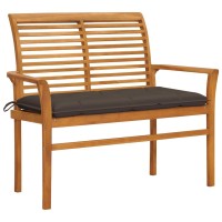 Vidaxl Patio Bench With Taupe Cushion 44.1 Solid Teak Wood