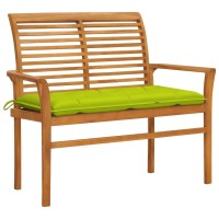 Vidaxl Patio Bench With Bright Green Cushion 44.1 Solid Teak Wood