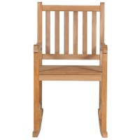 Vidaxl Rocking Chair With Gray Cushion Solid Teak Wood