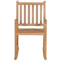 Vidaxl Rocking Chair With Taupe Cushion Solid Teak Wood