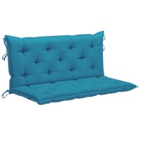 Vidaxl Swing Bench With Light Blue Cushion 47.2 Solid Wood Teak