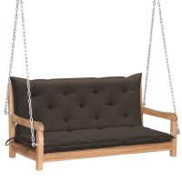 Vidaxl Swing Bench With Taupe Cushion 47.2 Solid Wood Teak