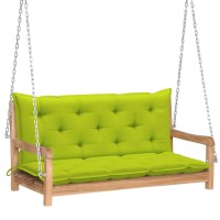 Vidaxl Swing Bench With Bright Green Cushion 47.2 Solid Wood Teak