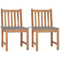 Vidaxl Patio Chairs 2 Pcs With Cushions Solid Teak Wood