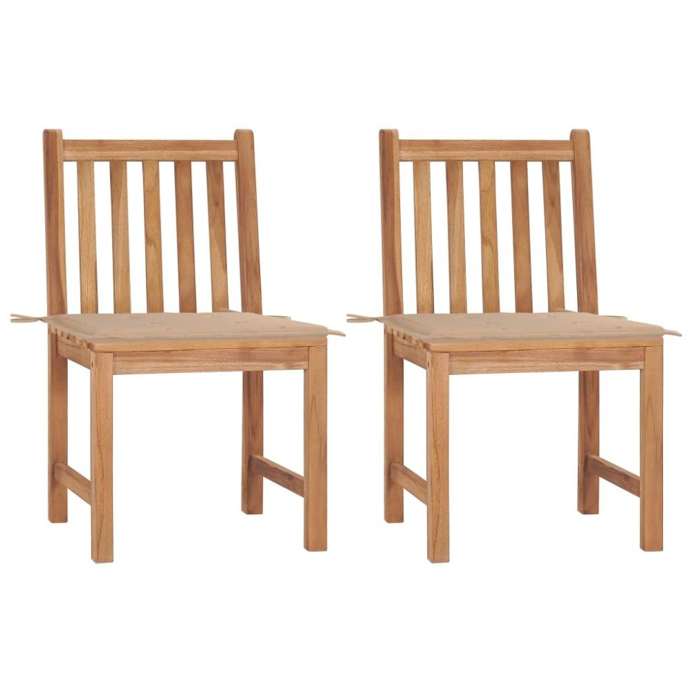 Vidaxl Patio Chairs 2 Pcs With Cushions Solid Teak Wood