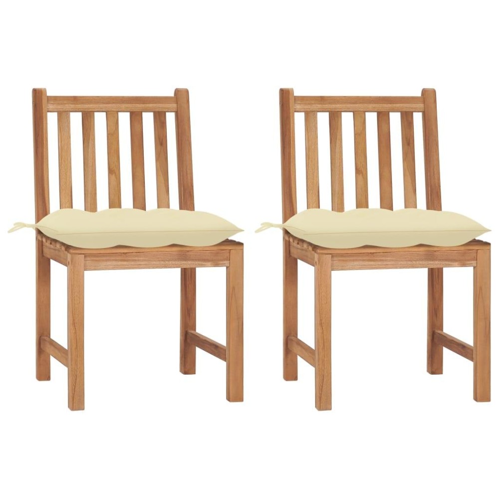 Vidaxl Patio Chairs 2 Pcs With Cushions Solid Teak Wood