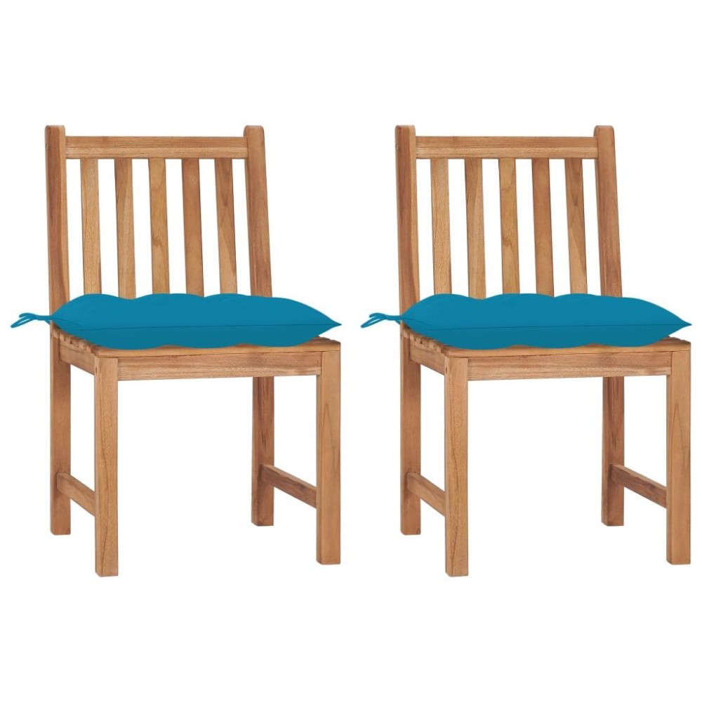 Vidaxl Patio Chairs 2 Pcs With Cushions Solid Teak Wood