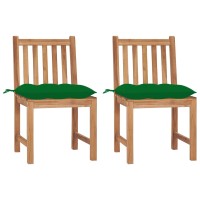 Vidaxl Patio Chairs 2 Pcs With Cushions Solid Teak Wood