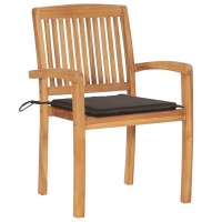 Vidaxl Patio Chairs 2 Pcs With Taupe Cushions Solid Teak Wood