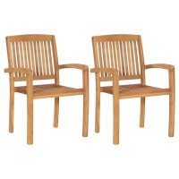 Vidaxl Patio Chairs 2 Pcs With Gray Cushions Solid Teak Wood