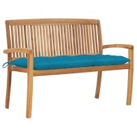 vidaXL Stacking Patio Bench with Cushion 50.6'' Solid Teak Wood