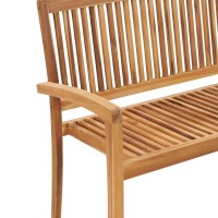 vidaXL Stacking Patio Bench with Cushion 50.6'' Solid Teak Wood