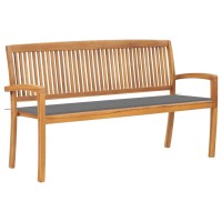 vidaXL Stacking Patio Bench with Cushion 62.6