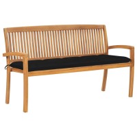 vidaXL Stacking Patio Bench with Cushion 62.6