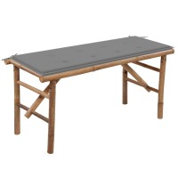 Vidaxl Folding Patio Bench With Cushion 46.5 Bamboo