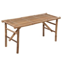 Vidaxl Folding Patio Bench With Cushion 46.4 Bamboo
