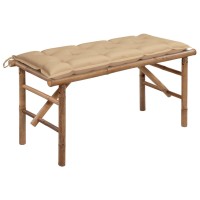 vidaXL Folding Patio Bench with Cushion 46.5'' Bamboo