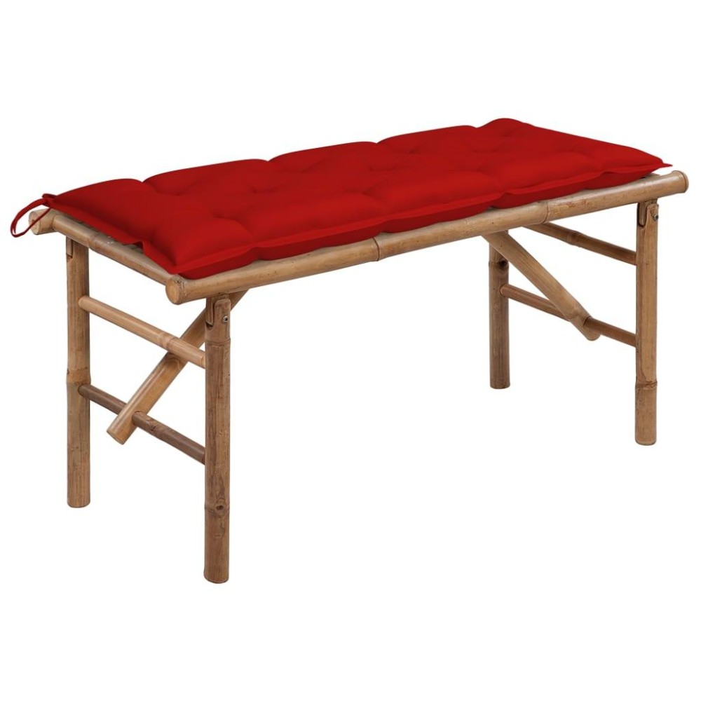 Vidaxl Folding Patio Bench With Cushion 46.5 Bamboo