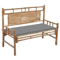 Vidaxl Patio Bench With Cushion 47.2 Bamboo